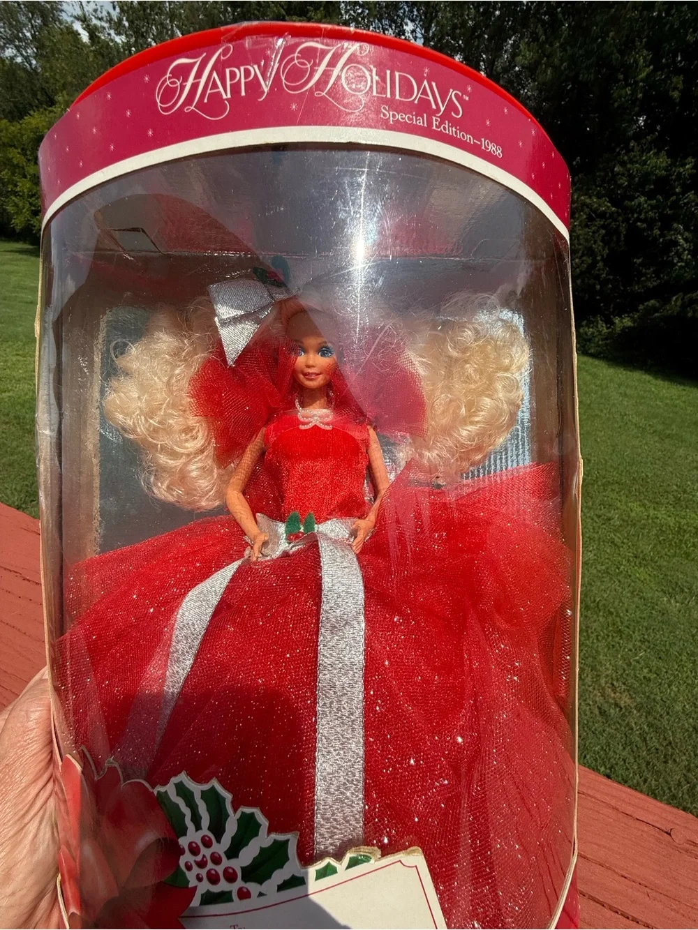 Vintage Barbie Holiday Doll in Red and Silver Gown 1988 1st Edition Doll